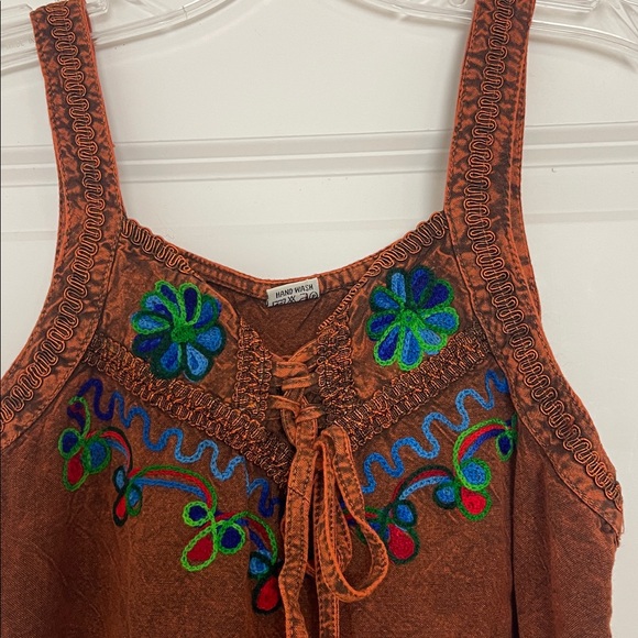 Embroidered Floral Boho Acid Was Hippie Top Witchy Fall Halloween Unique - Picture 1 of 6